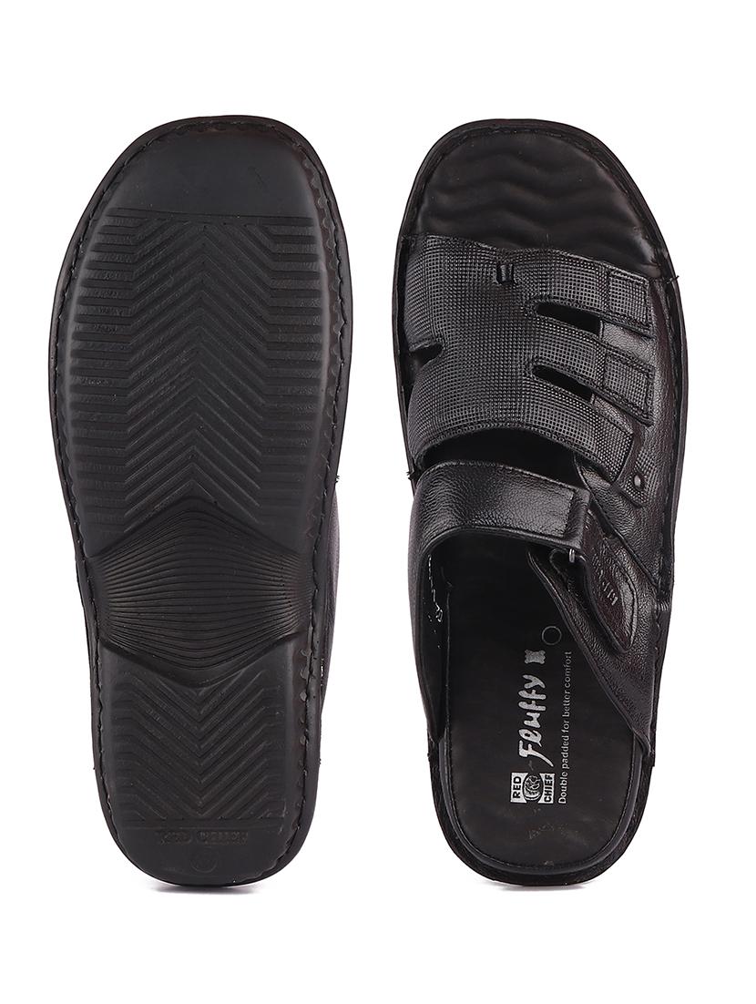 black leather slip on slippers - 21132969 - Standard Image - 3