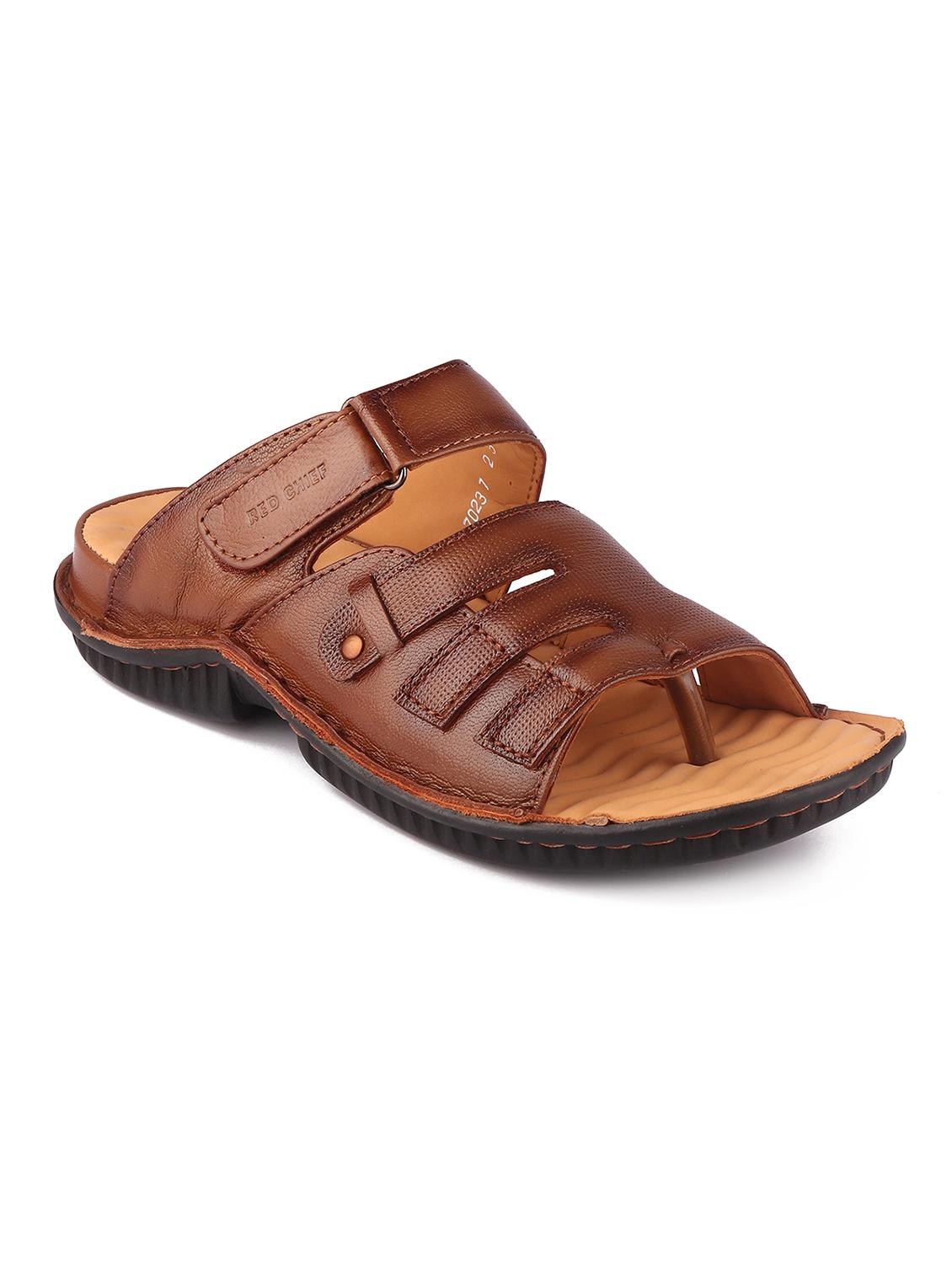 tan leather slip on slippers - 21132970 - Zoom Image - 0