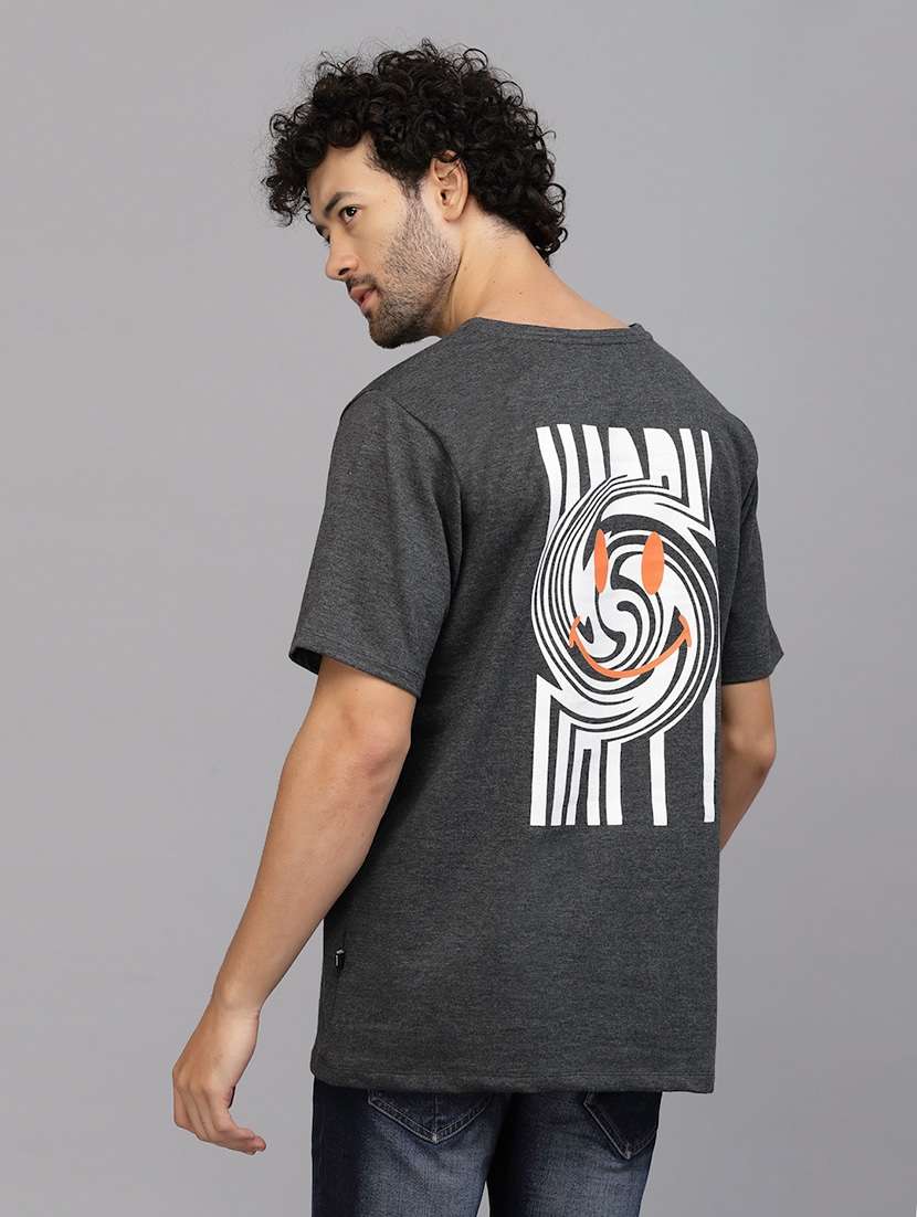 men charcoal printed casual t-shirt