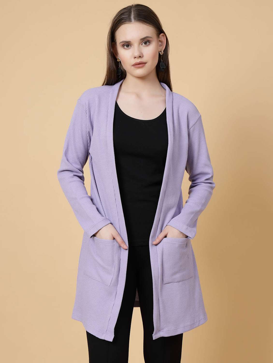 women solid long sleeves regular shrug - 21134112 -  Zoom Image - 0