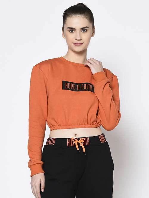 women chest print cropped sweatshirt - 21134128 -  Standard Image - 0
