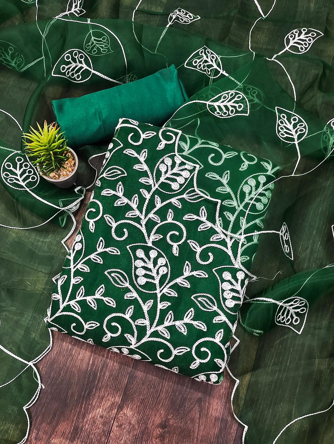 green organza unstitched suit - 21134212 - Zoom Image - 0