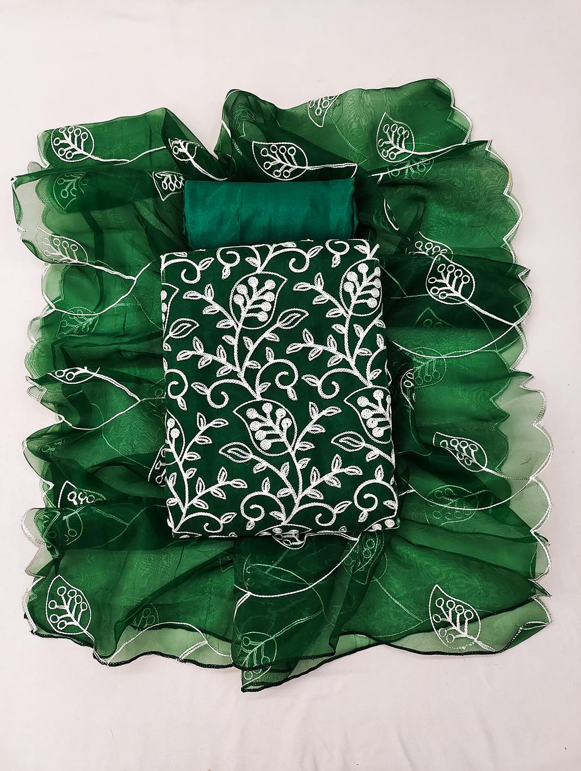 green organza unstitched suit - 21134212 - Standard Image - 3