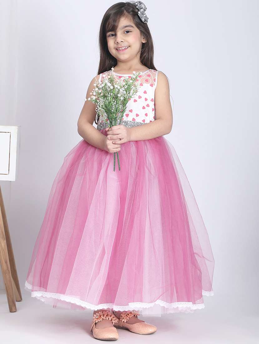 girls round neck net frock