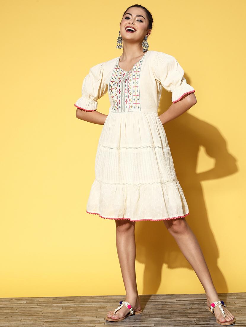 off white embroidered detailed dress - 21134432 - Zoom Image - 0