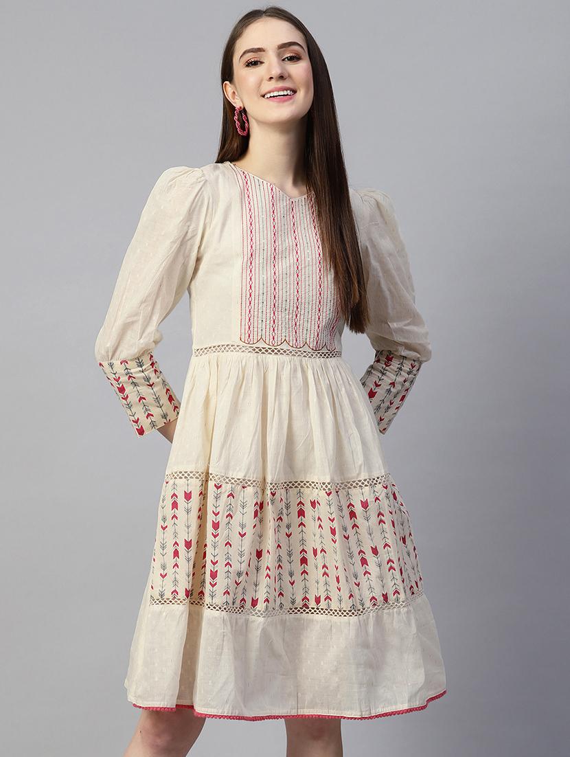 off white embroidered detailed dress - 21134435 - Zoom Image - 0
