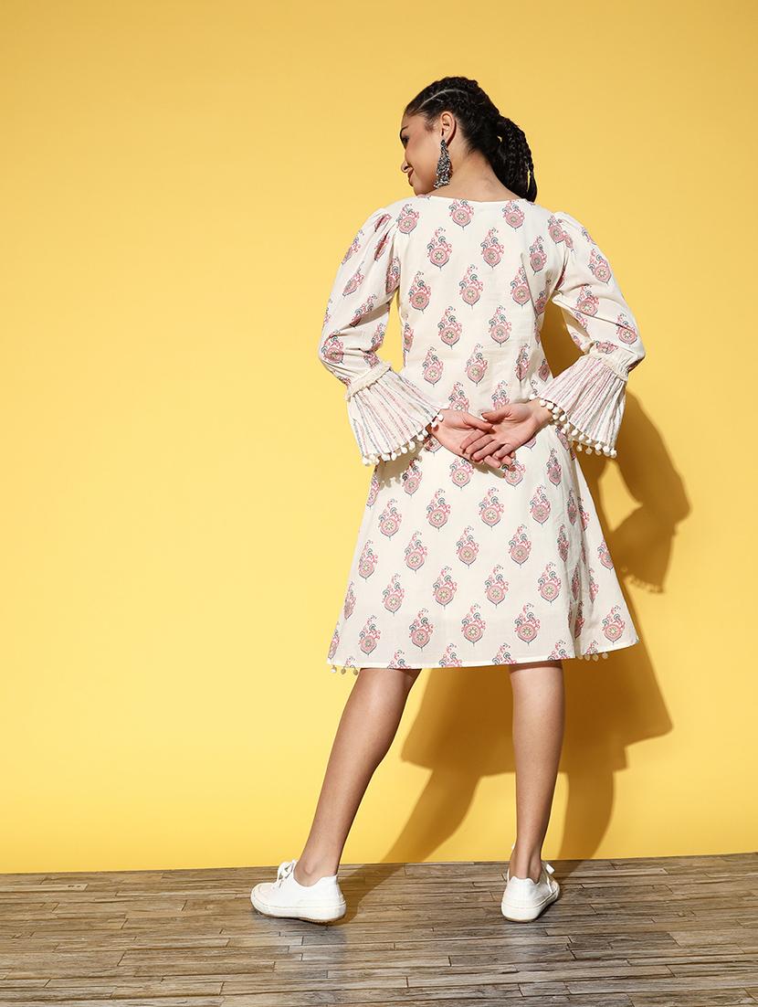 off white printed a-line dress - 21134438 - Standard Image - 3