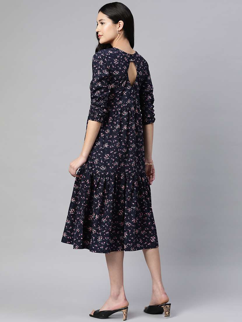 navy blue floral printed dress - 21134444 - Standard Image - 3