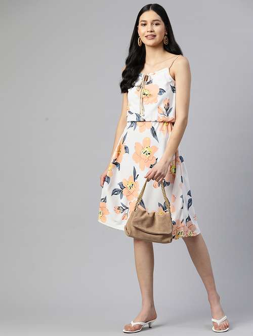 white floral printed a-line dress - 21134461 -  Standard Image - 0