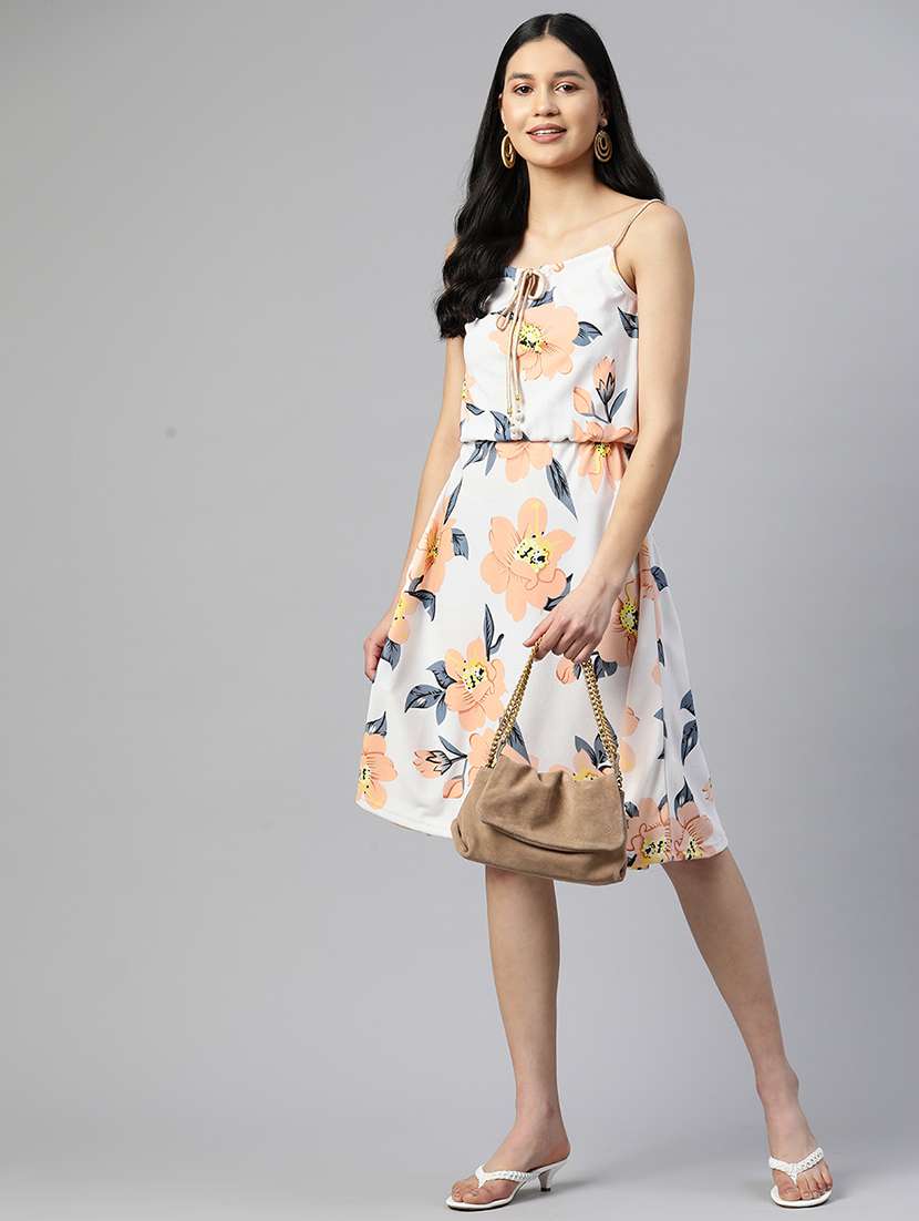 white floral printed a-line dress - 21134461 -  Zoom Image - 0