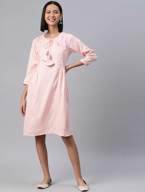 peach detailed a-line dress - 21134477 -  Standard Image - 0