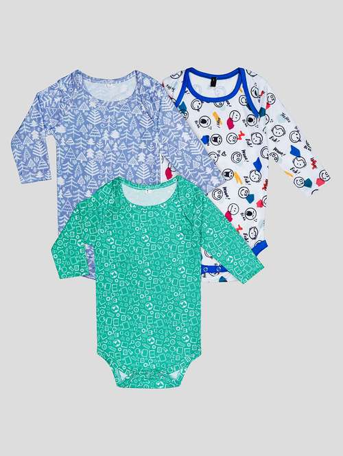 kids pack of 3 printed rompers - 21134743 - Standard Image - 0