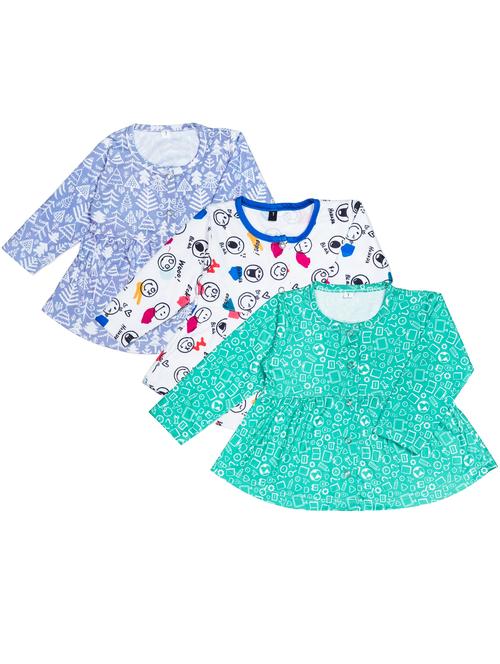 pack of 3 multi colouredprinted lycra blend frock - 21134751 -  Standard Image - 0