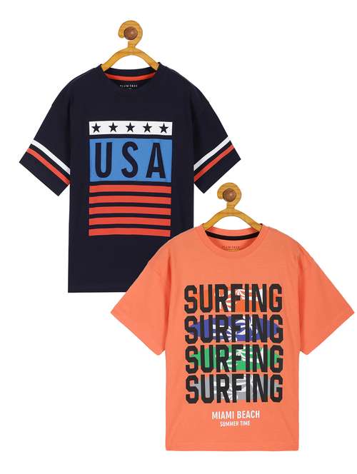 Kids Pack Of 2 Printed T Shirt