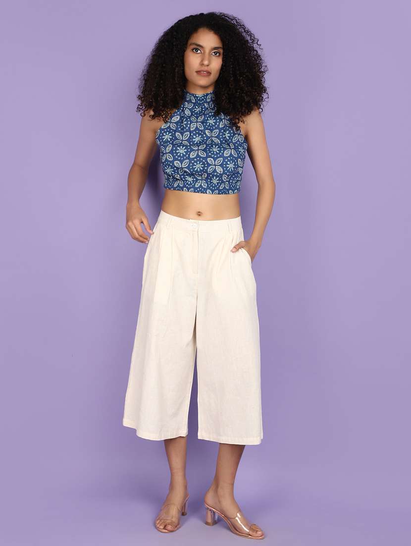 women blue cotton crop top - 21134983 -  Standard Image - 3