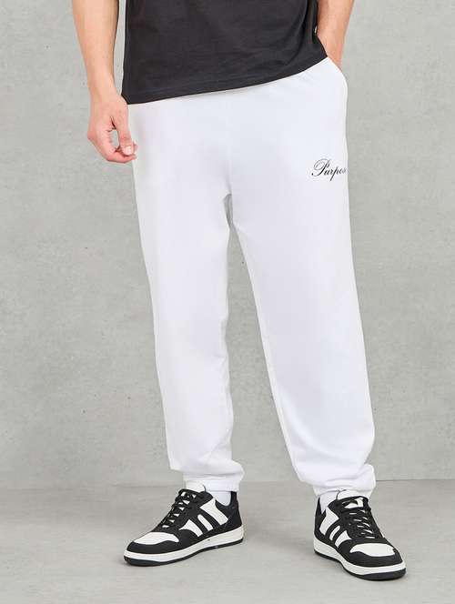 men white solid mid rise jogger - 21135325 -  Standard Image - 0