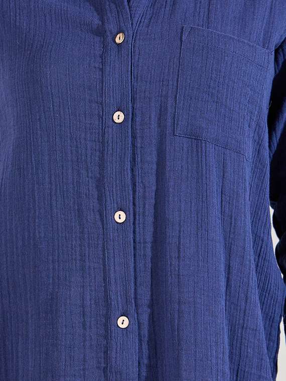 women navy blue polyester regular shirt - 21135643 -  Standard Image - 5