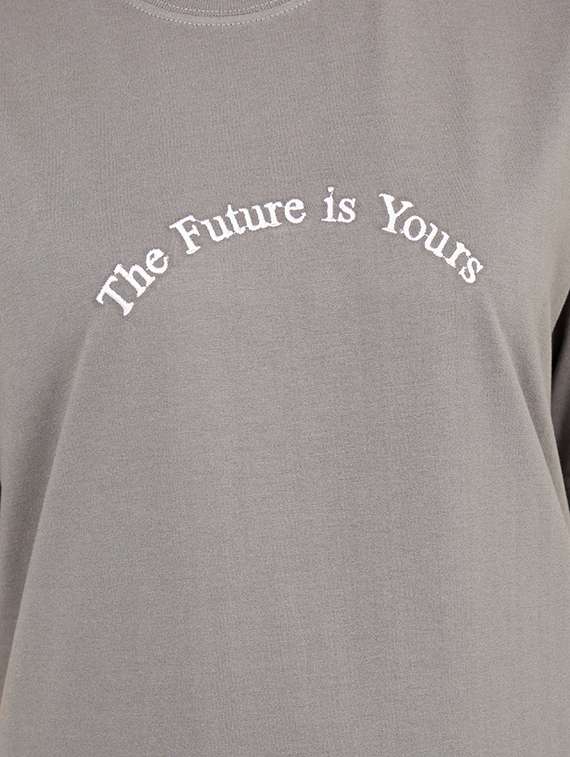 charcoal cotton chest print tshirt - 21135688 -  Standard Image - 3