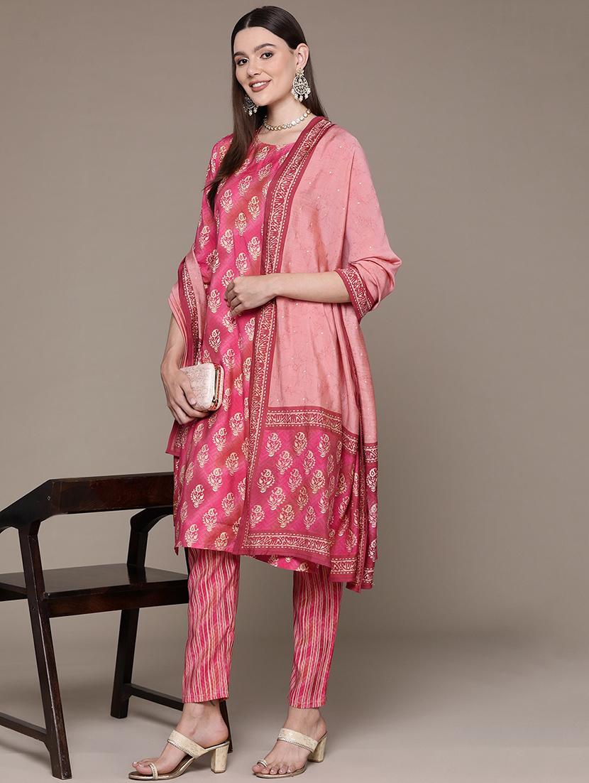 women pink kurta pant set with dupatta - 21135981 -  Zoom Image - 0