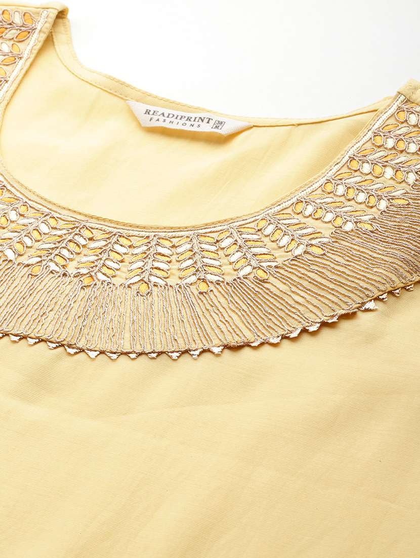 women yellow round neck kurta pant set - 21135998 -  Standard Image - 5