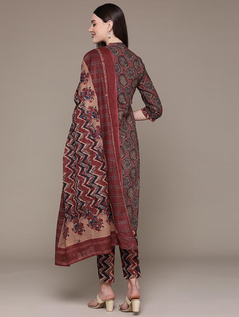 women three quarter sleeve kurta pant with dupatta set - 21136005 - Standard Image - 3