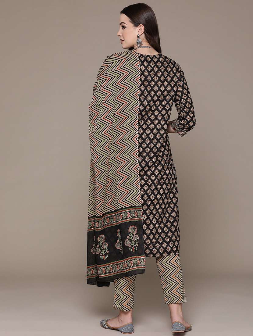 black cotton suit  set - 21136021 -  Standard Image - 3