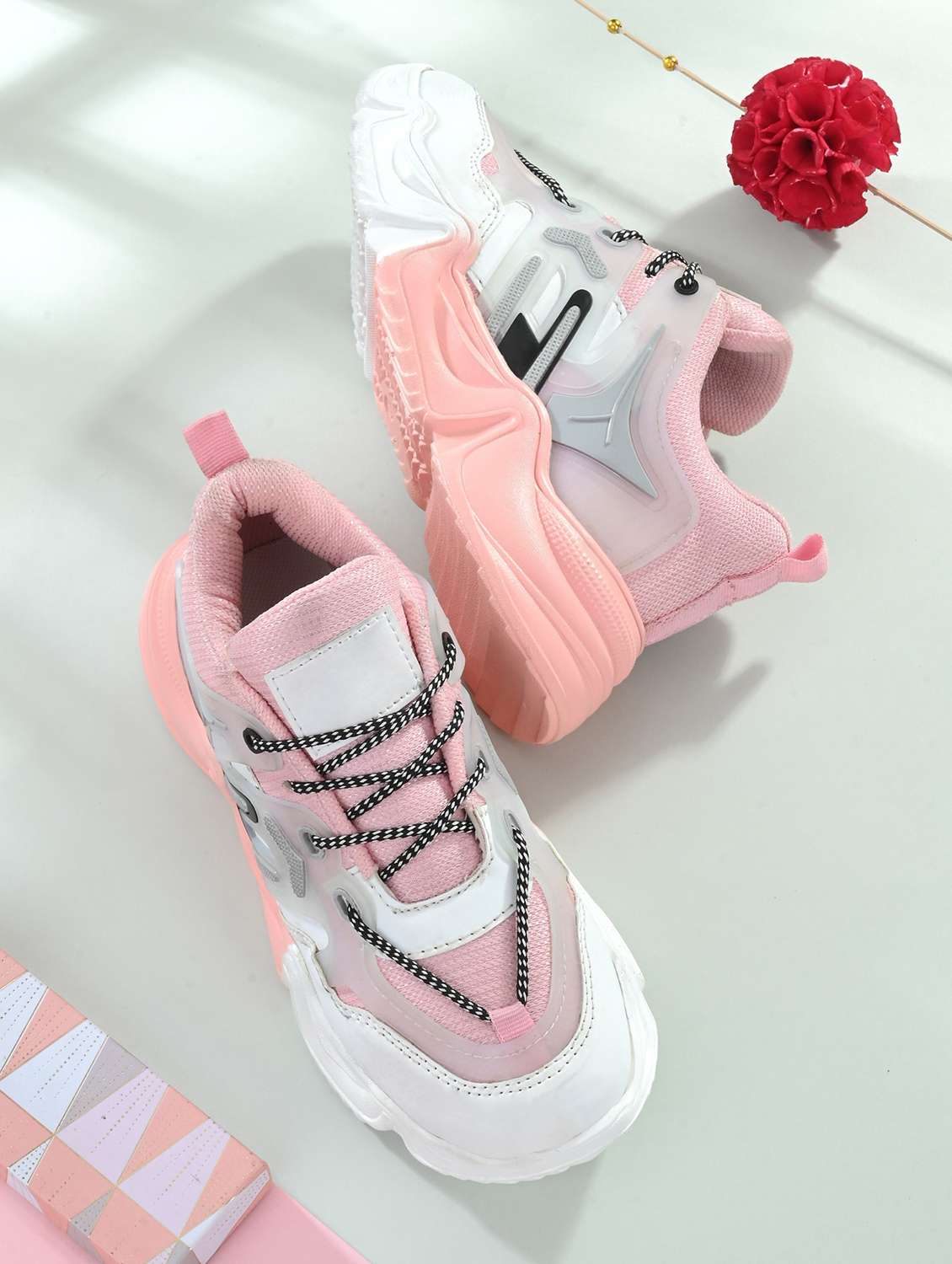 pink lace-up detailed sports shoes - 21136043 -  Zoom Image - 0