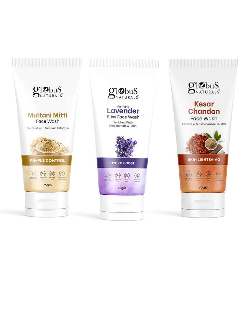 pack of 3 globus naturals face wash combo 