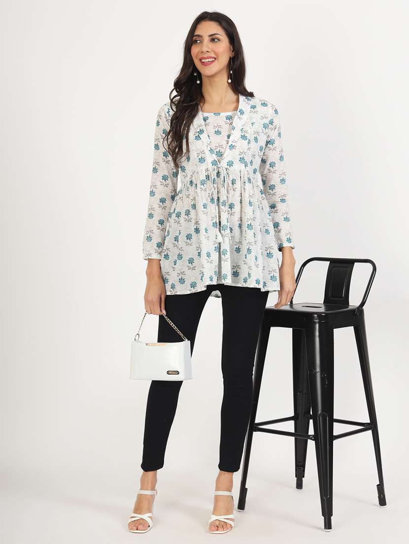 women printed long sleeves flared kurti - 21136673 -  Standard Image - 5