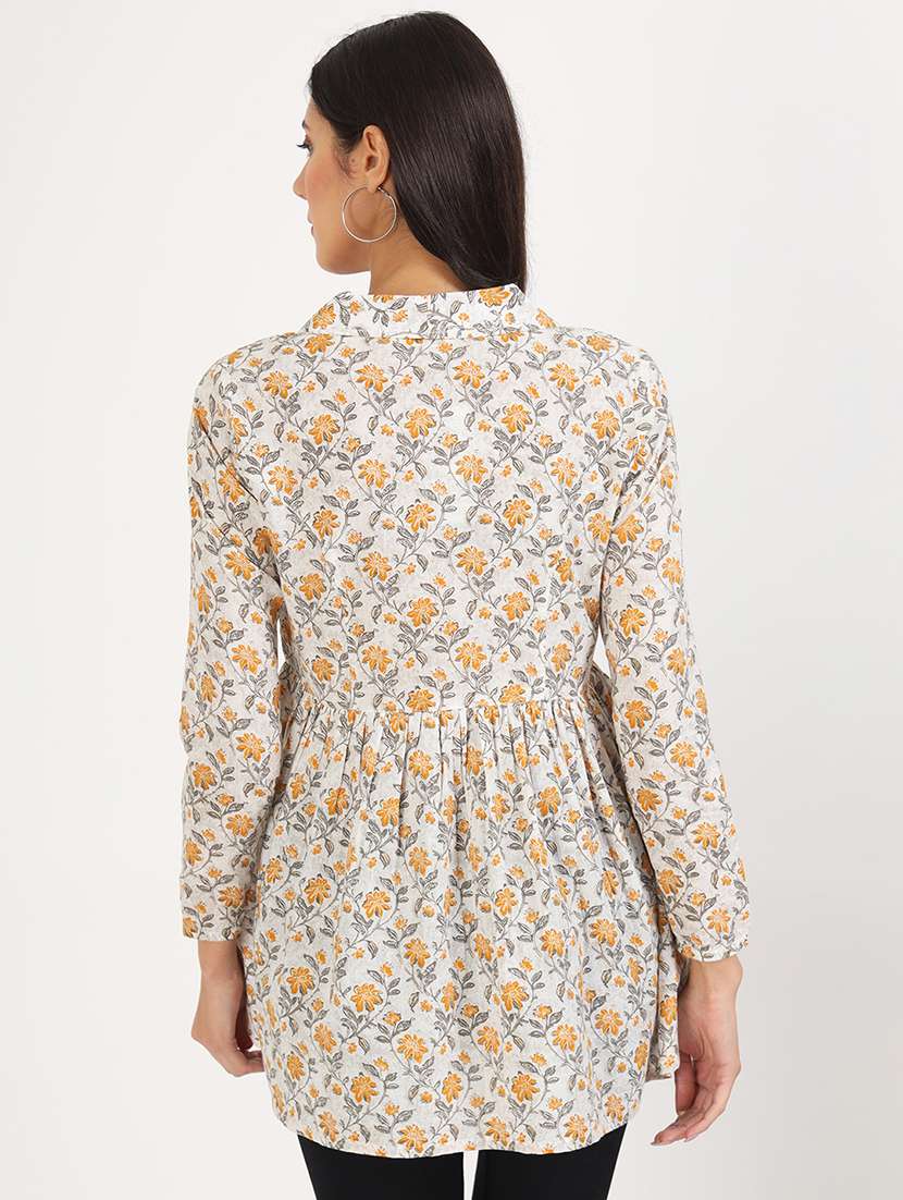 women printed long sleeves flared kurti - 21136674 -  Standard Image - 3