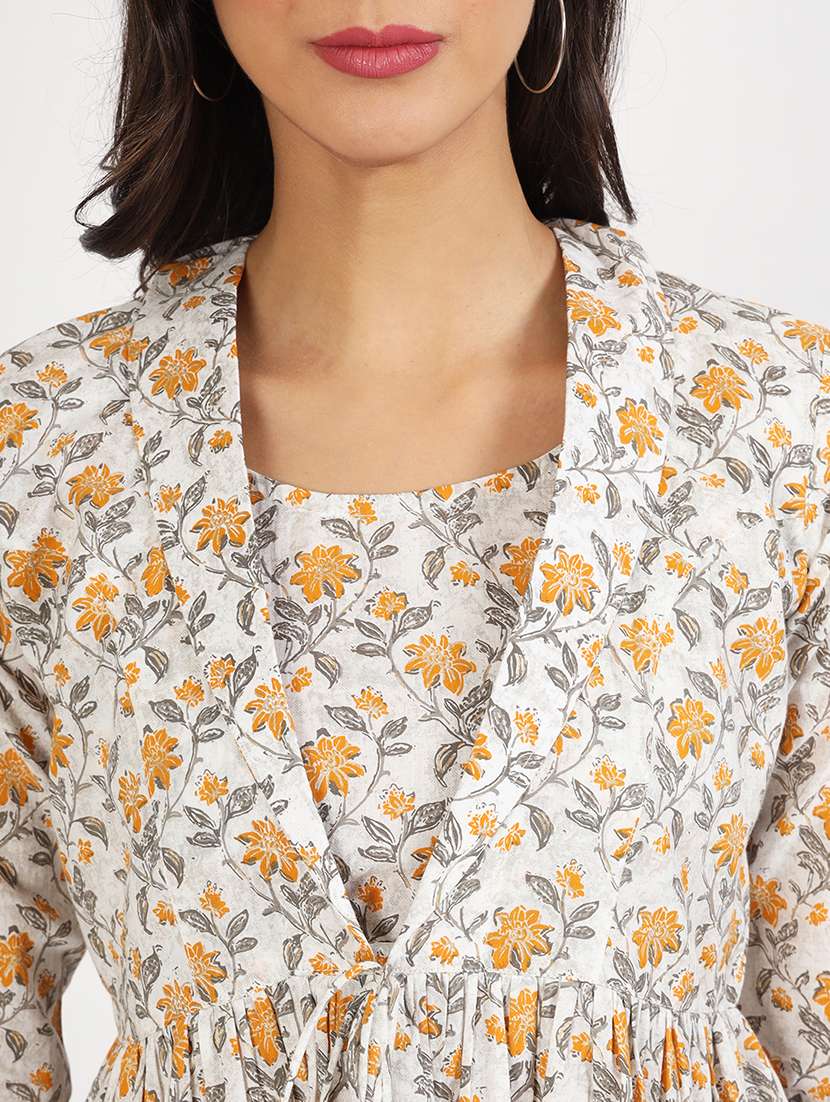 women printed long sleeves flared kurti - 21136674 -  Standard Image - 5