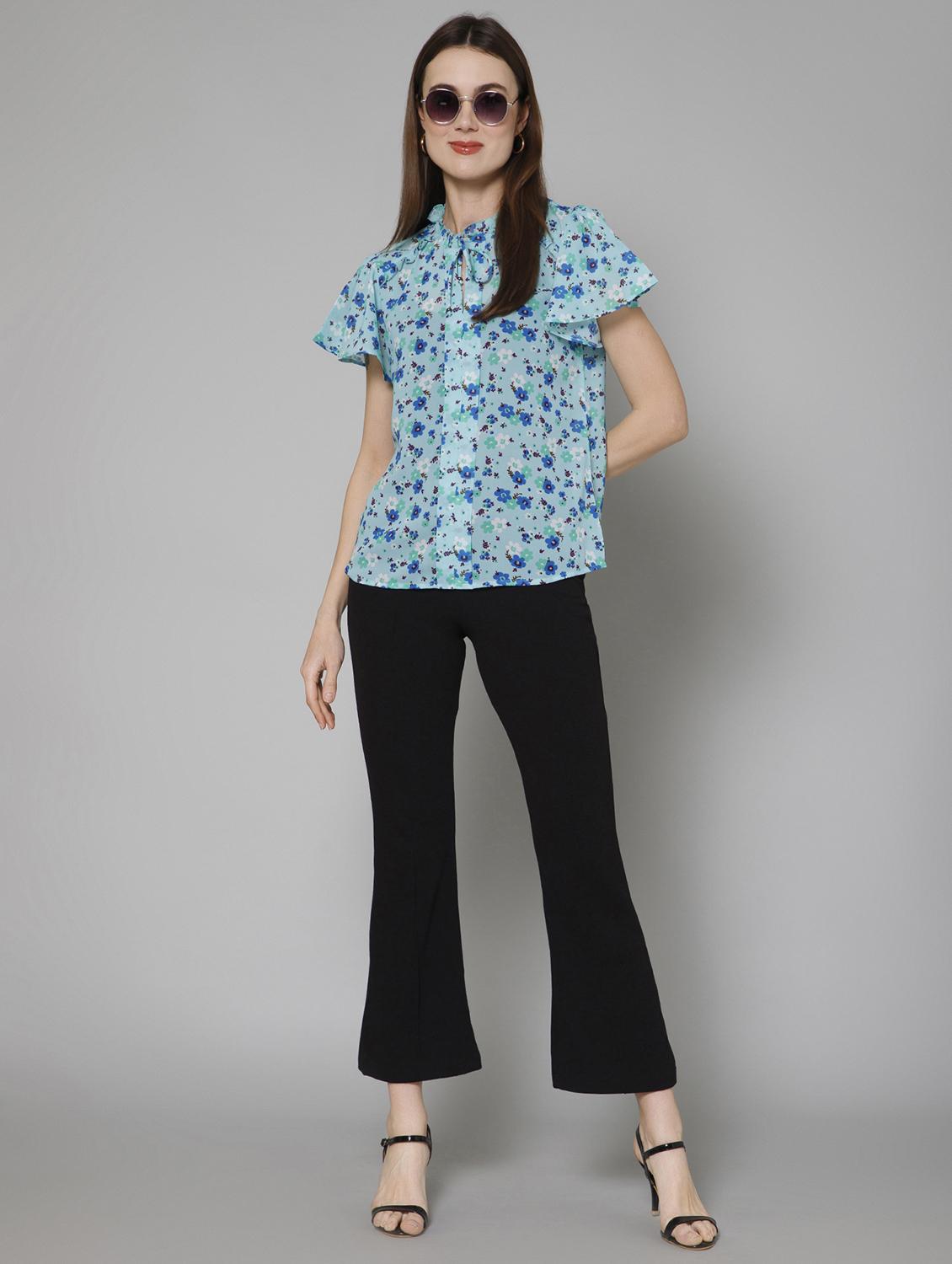 women light blue florals printed top - 21137829 - Standard Image - 3