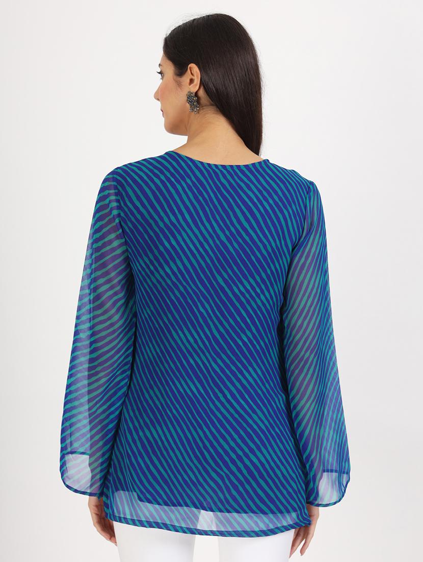 blue leheriya printed straight kurti - 21137859 - Standard Image - 3