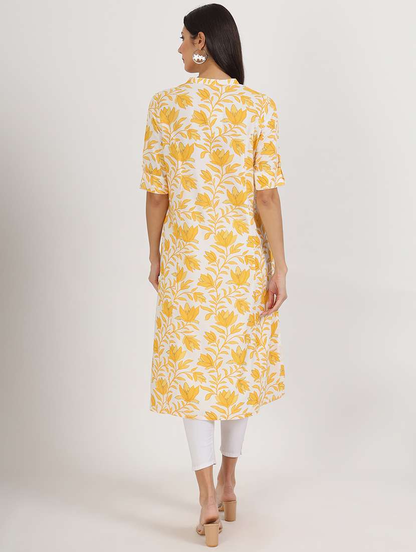 women roll up sleeve a-line kurta - 21137861 - Standard Image - 3