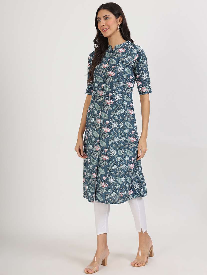 women roll up sleeve a-line kurta - 21137862 -  Standard Image - 3