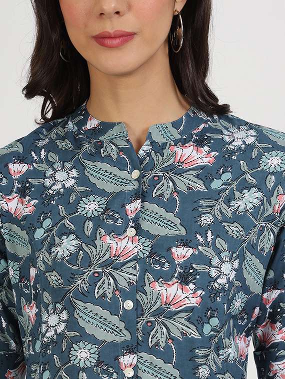 women roll up sleeve a-line kurta - 21137862 -  Standard Image - 5