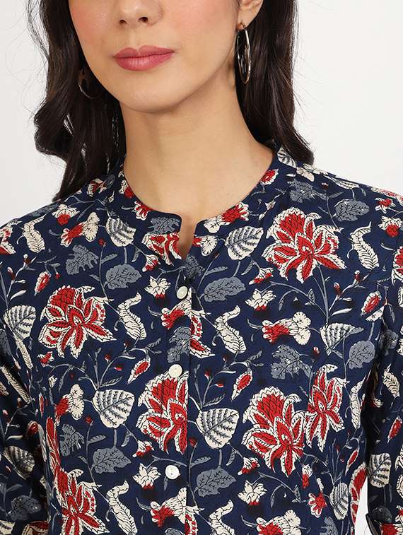 women roll up sleeve a-line kurta - 21137865 - Standard Image - 5