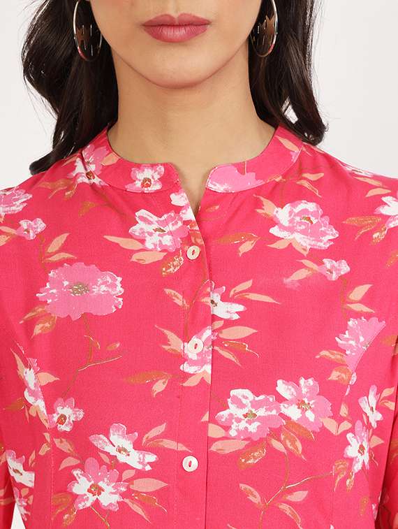 women roll up sleeve a-line kurta - 21137866 - Standard Image - 5