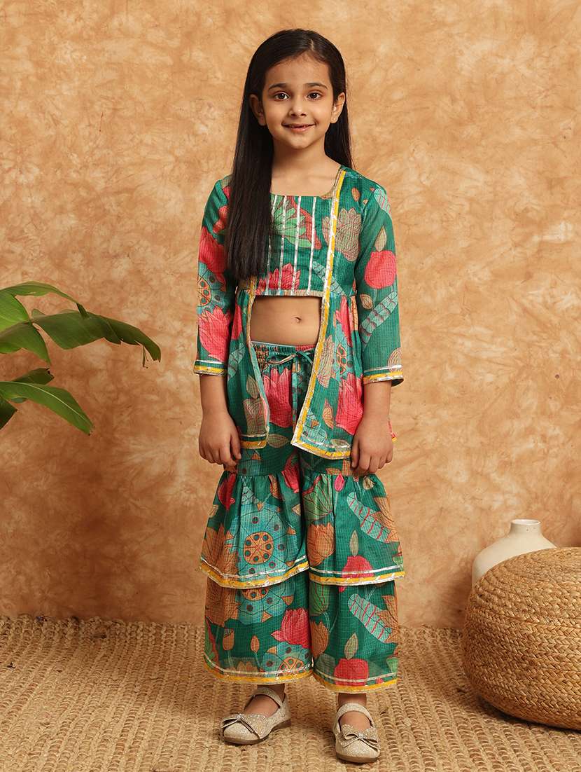 girls printed kurta sharara suit set - 21138284 - Zoom Image - 0