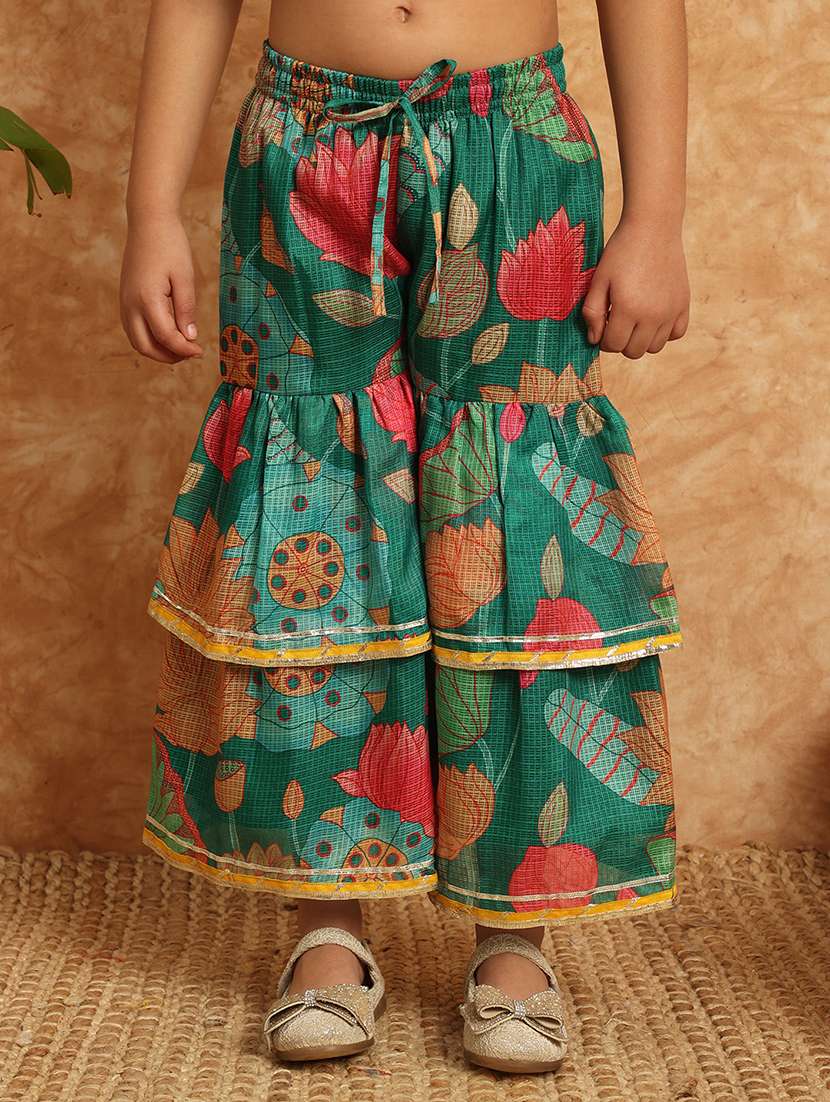girls printed kurta sharara suit set - 21138284 - Standard Image - 5