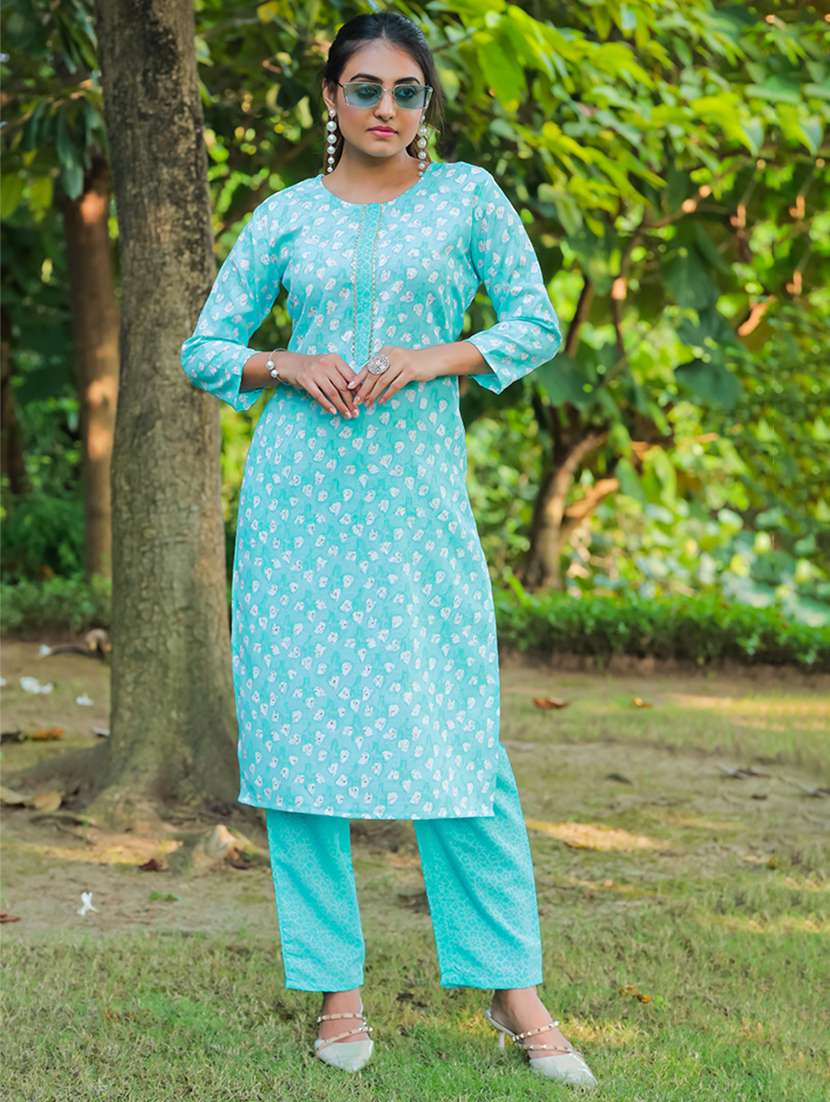 women round neck kurta pant set