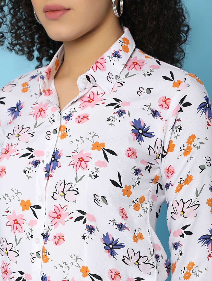 women long sleeved floral printed regular shirt - 21139459 - Standard Image - 8