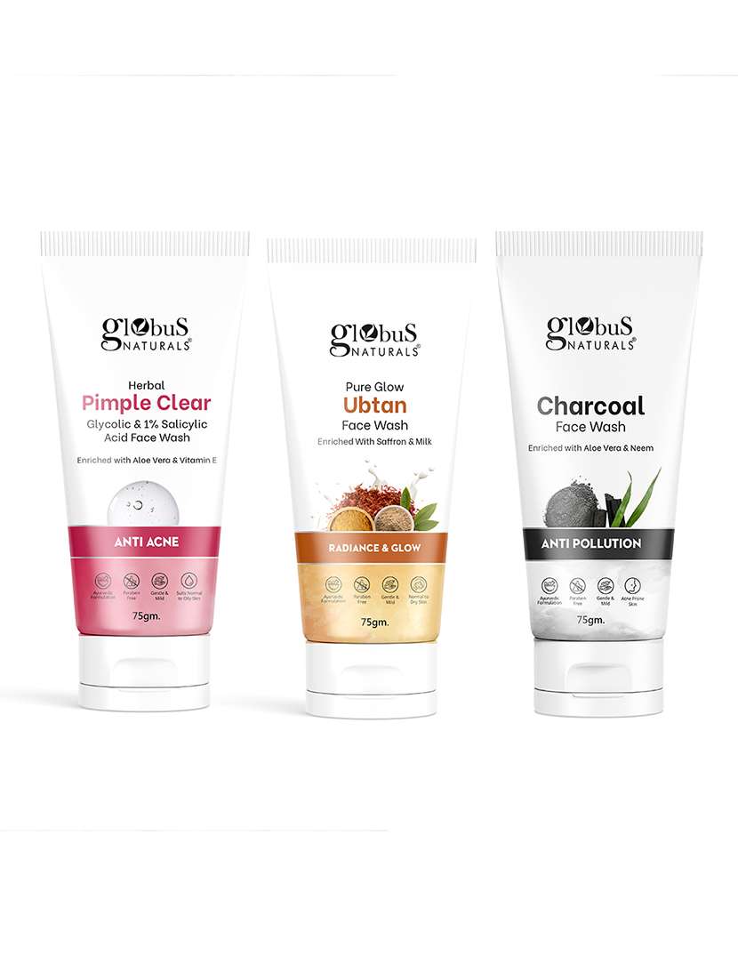 set of 3 globus naturals face wash combo 