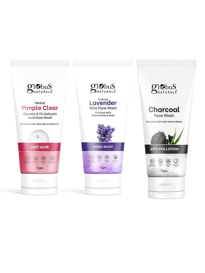 set of 3 globus naturals face wash combo 