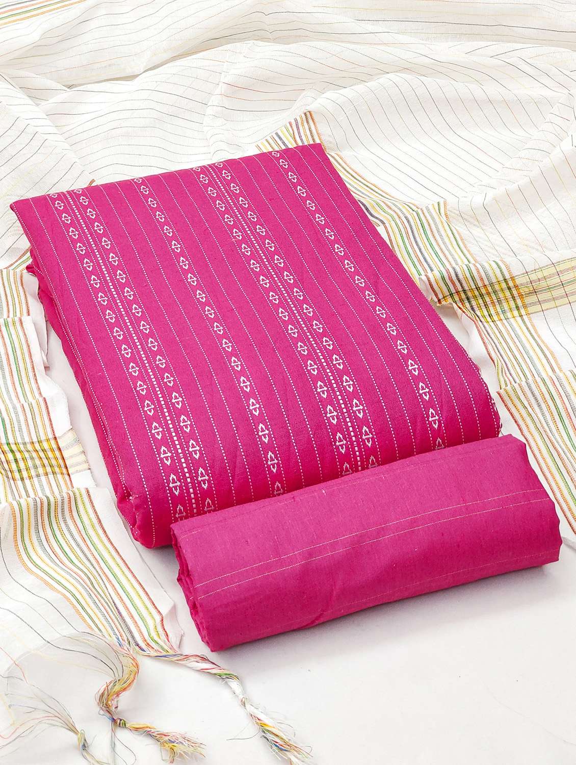 women pink self design unstitched suit - 21140051 - Zoom Image - 0