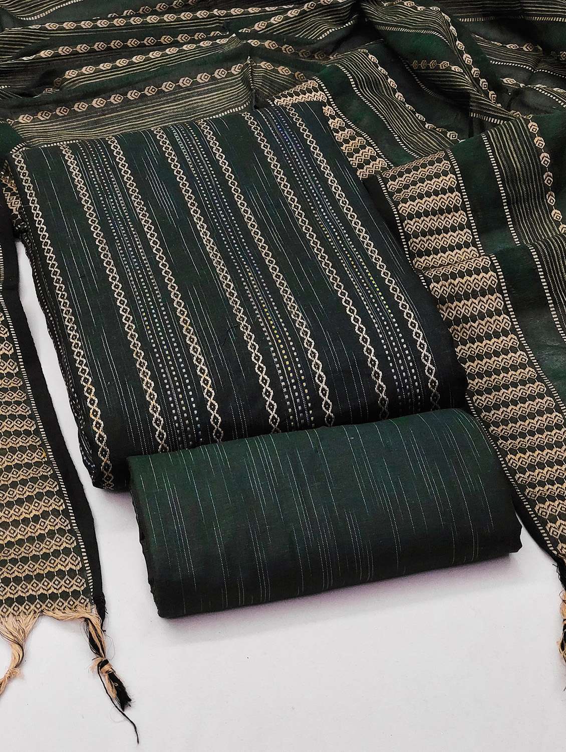 women bottle green self design unstitched suit - 21140058 - Zoom Image - 0