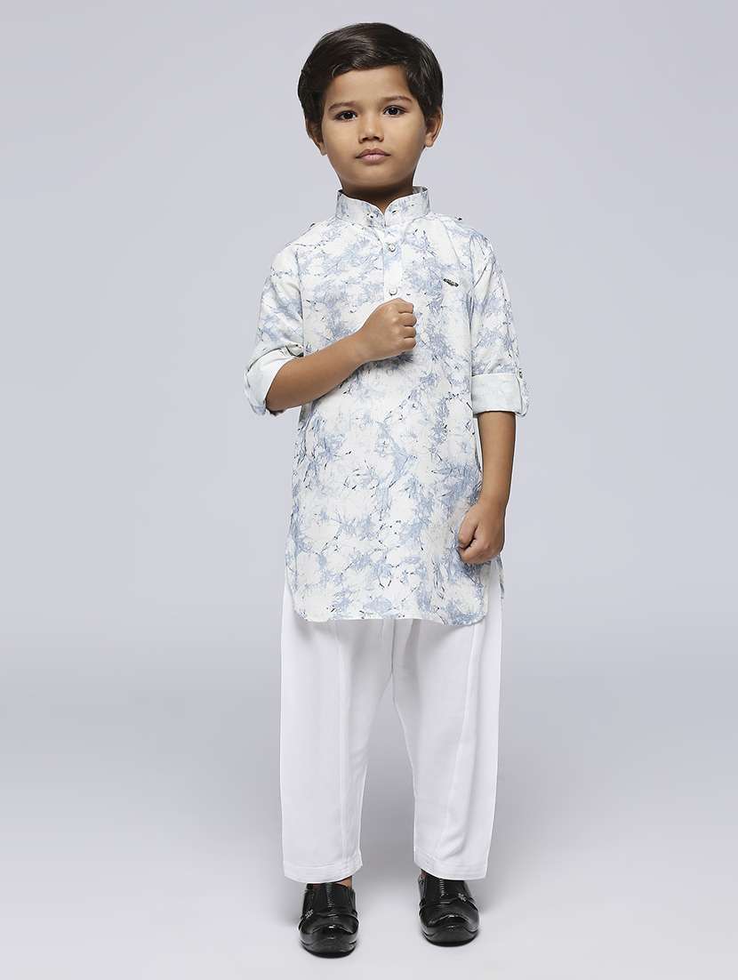 white printed kurta set