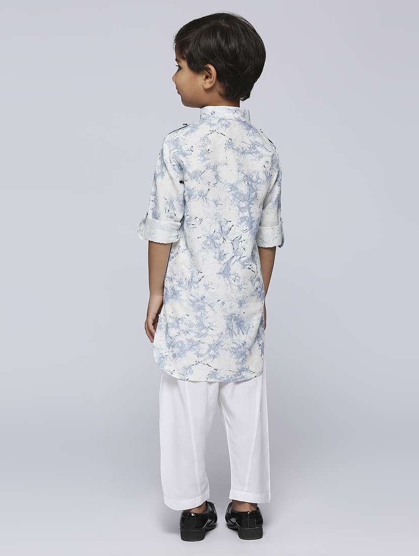 white printed kurta set - 21140132 -  Standard Image - 3