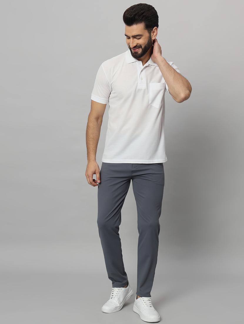 men solid flat front casual trouser - 21140151 - Standard Image - 5