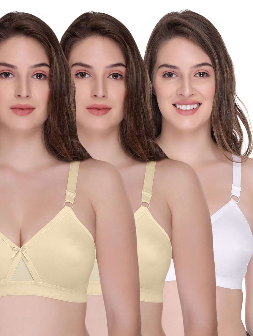 women set of 3 solid regular bra
